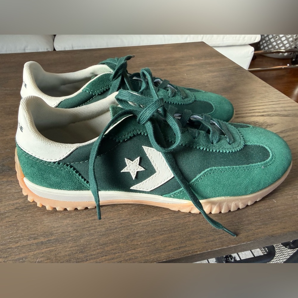 Green and White Converse Sneakers